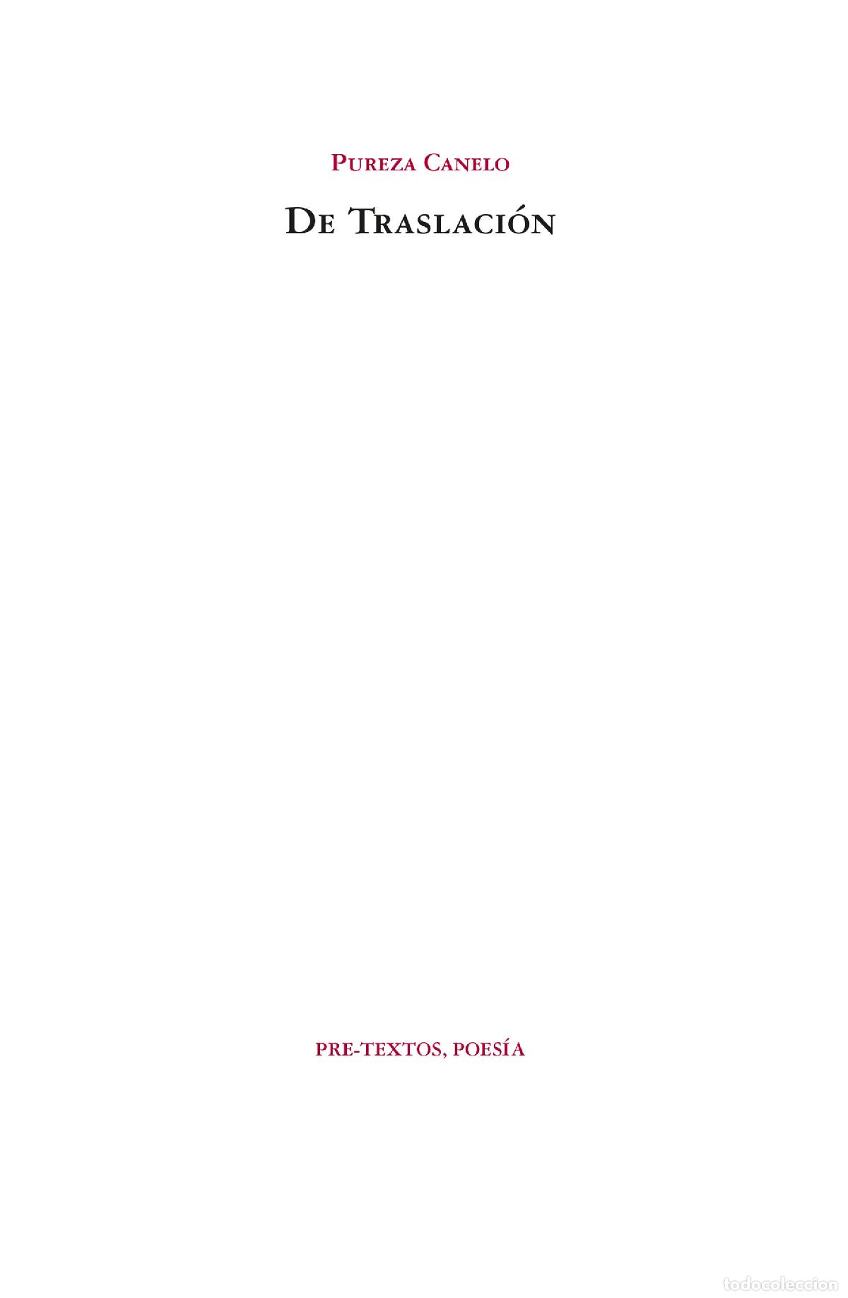 Libros: DE TRASLACI&Oacute;N - CANELO, PUREZA, - Foto 1