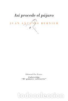Libros: AS&Iacute; PROCEDE EL P&Aacute;JARO - BERNIER, JUAN ANTONIO, - Foto 1