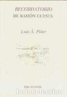 Libros: RECORDATORIO DE RAMON CUESTA PT-1047 - PI&Ntilde;ER, LUIS A., - Foto 1