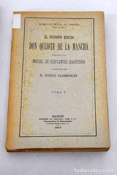 Libros: El ingenioso hidalgo Don Quijote de la Mancha, tomo V.- Cervantes Saavedra, Miguel de