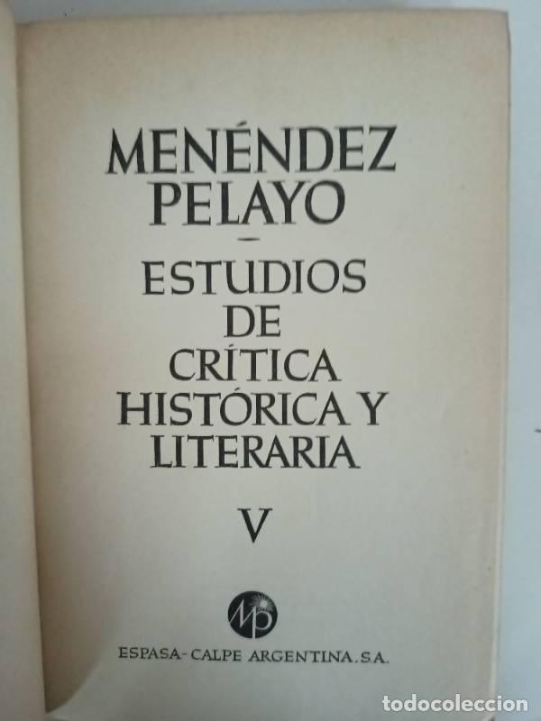 Libri di seconda mano: Estudios de critica historica y literaria V - Menendez Pelayo