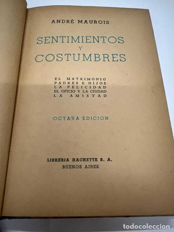 Libros: Sentimientos y costumbres - Andre Maurois - Foto 1