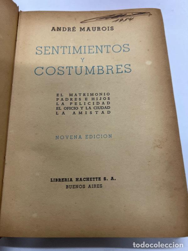 Libros: Sentimientos y costumbres - Andre Maurois - Foto 1