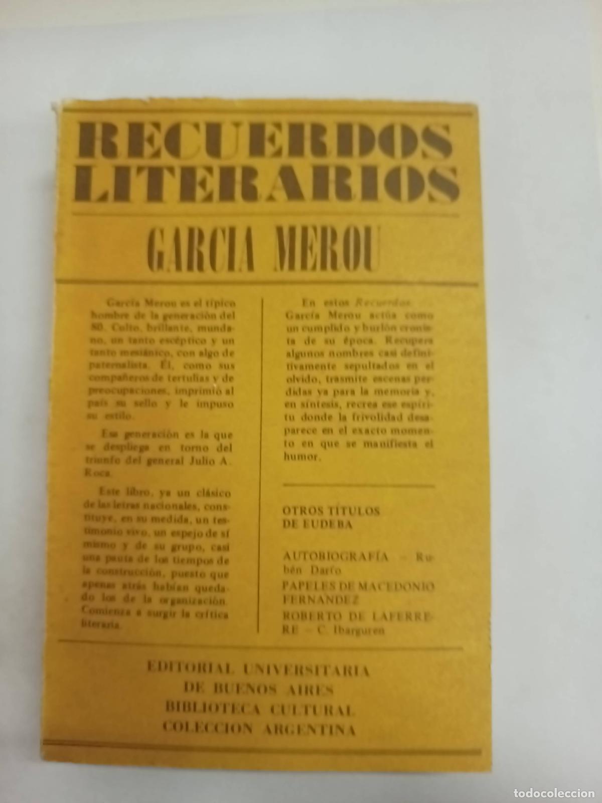 Libri di seconda mano: Recuerdos literarios - Garcia Merou