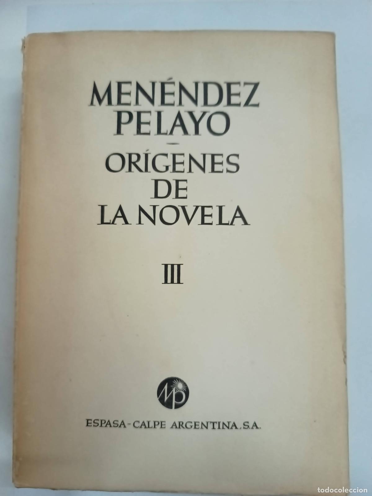 Libros: Origenes de la novela III - Menendez Pelayo - Foto 1