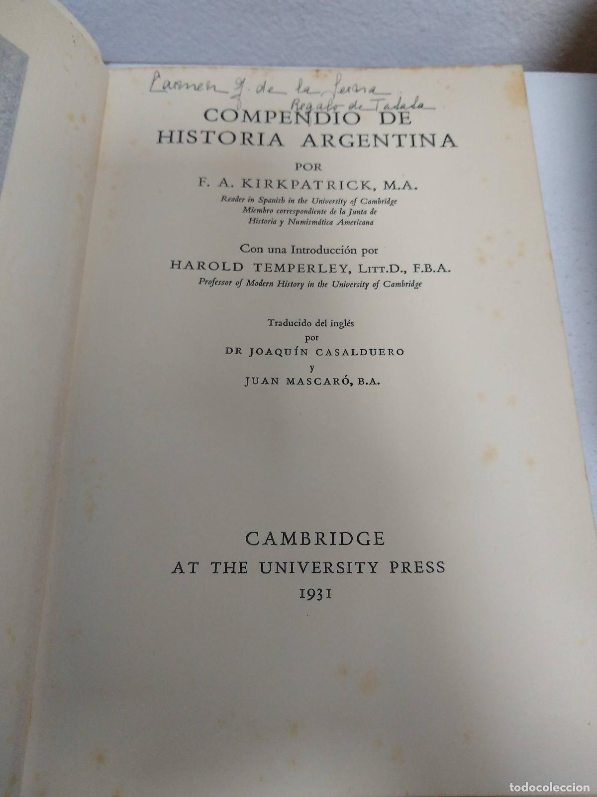 Libri di seconda mano: Compendio de historia argentina - kirkpatrick