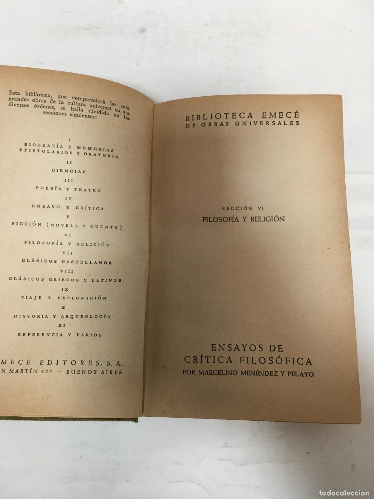 Libri di seconda mano: Ensayos de criticas filosoficas - Marcelino Menendez y Pelayo