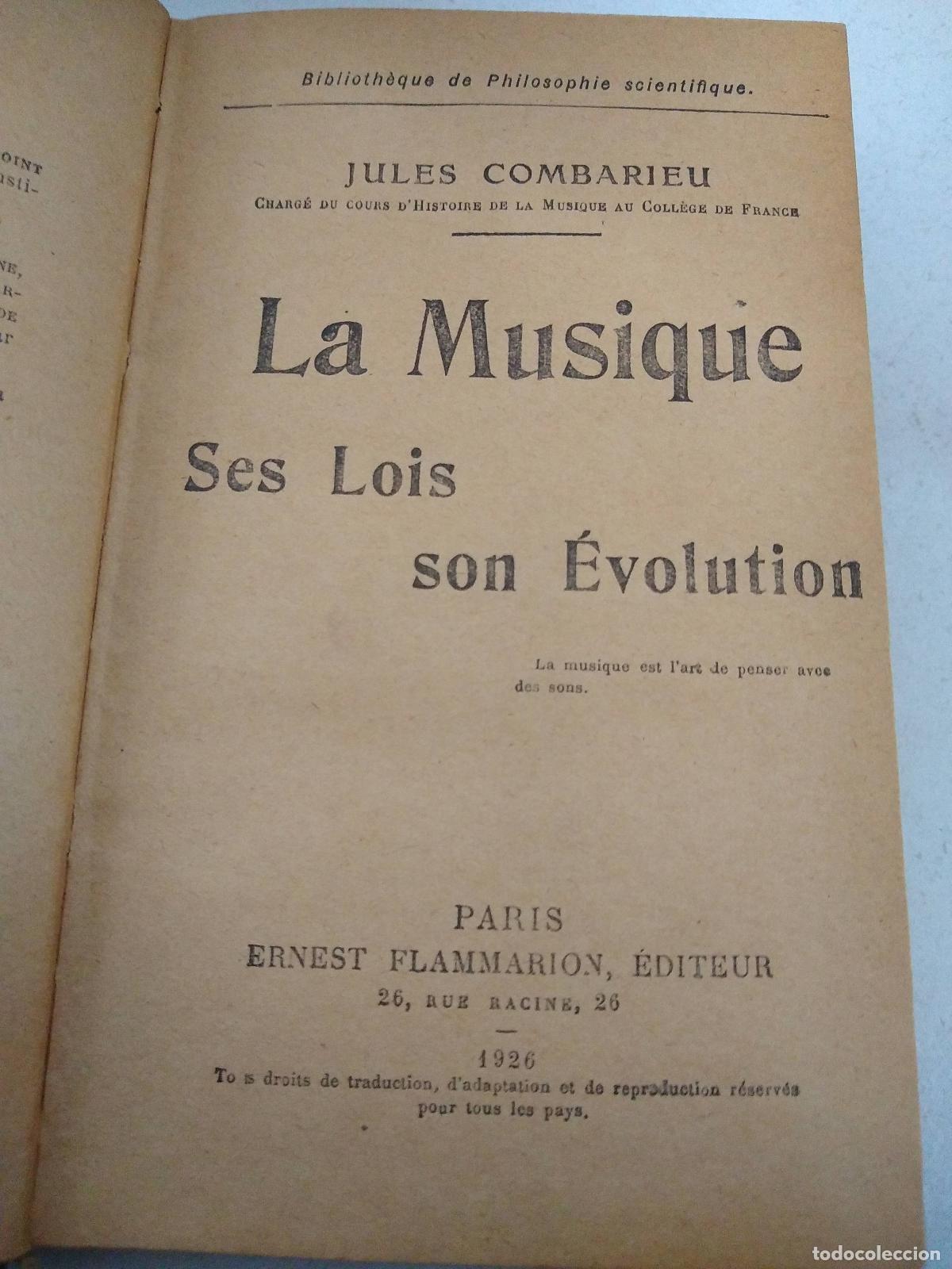 Libri di seconda mano: La musique ses lois son Evolution - Jules Combarieu