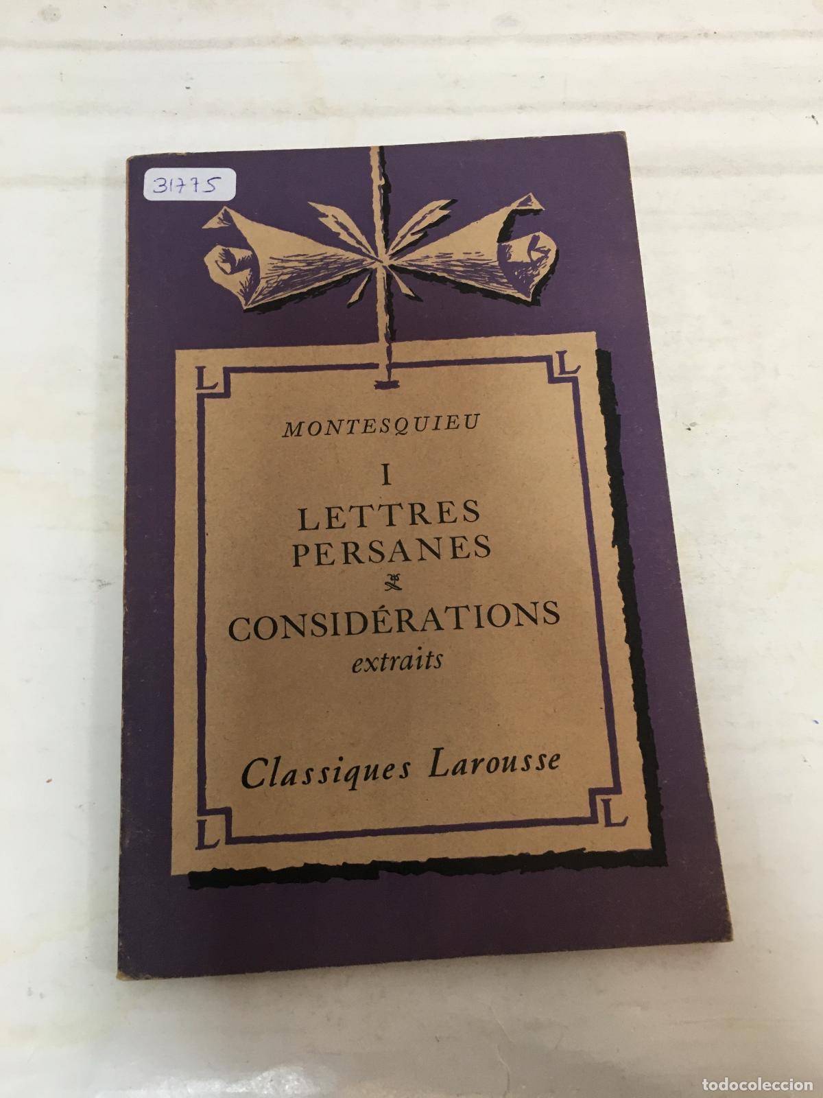 Libros: I lettres persanes conderirations - Montesquieu - Foto 1