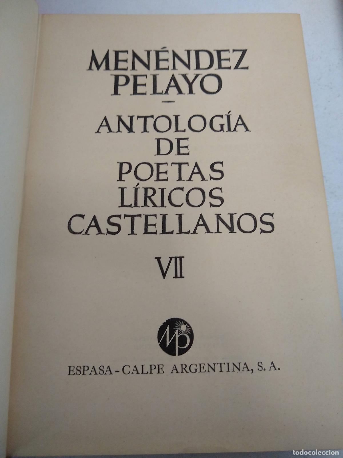 Libri di seconda mano: Antologia de poetas l&iacute;ricos castellanos VII - Men&eacute;ndez Pelayo