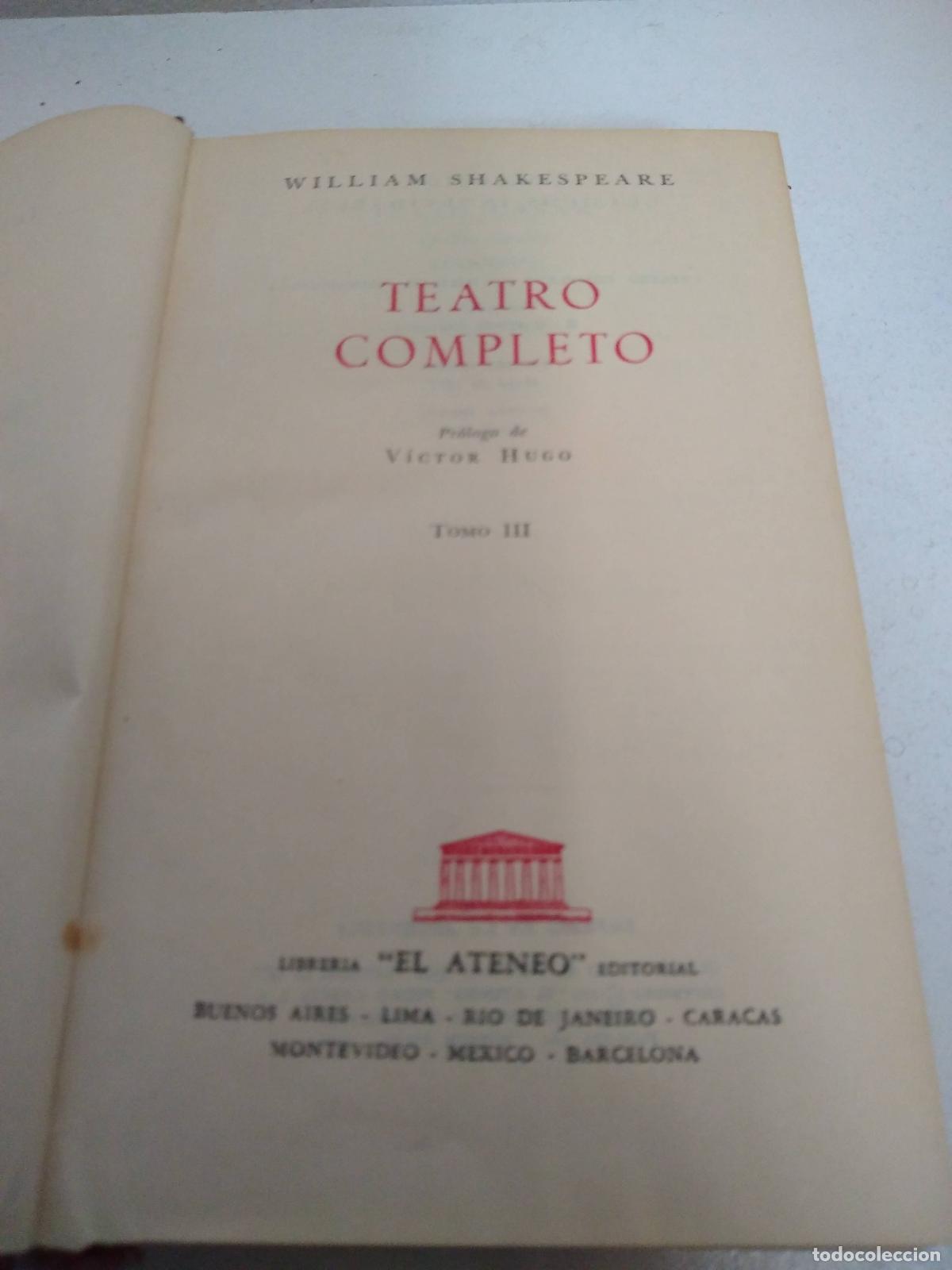 Libros: teatro completo tomo III - william shakespeare - Foto 1