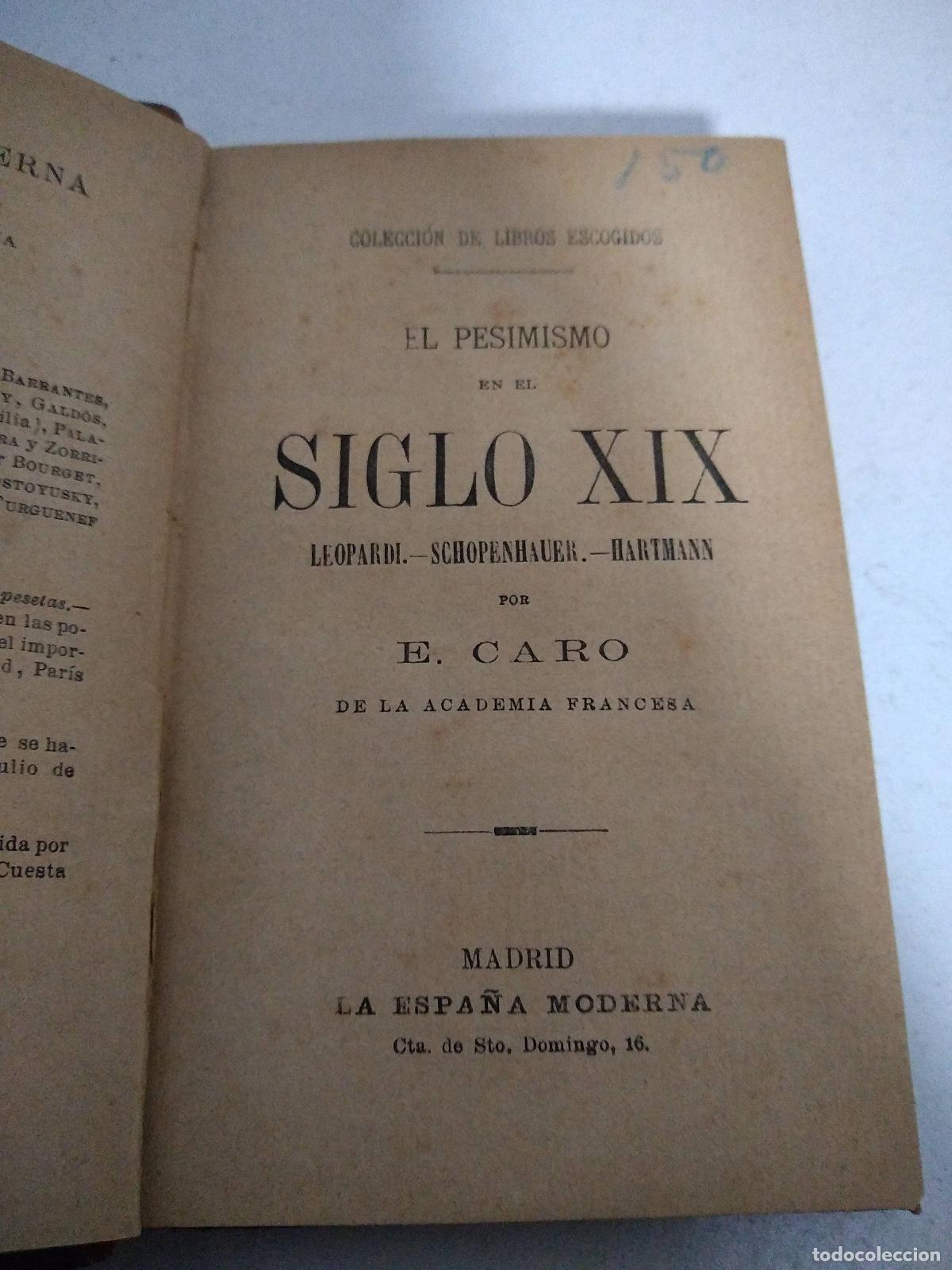 Libros: El pesimismo en el siglo XIX - Leopardi, Schopenhauer, Hartmann