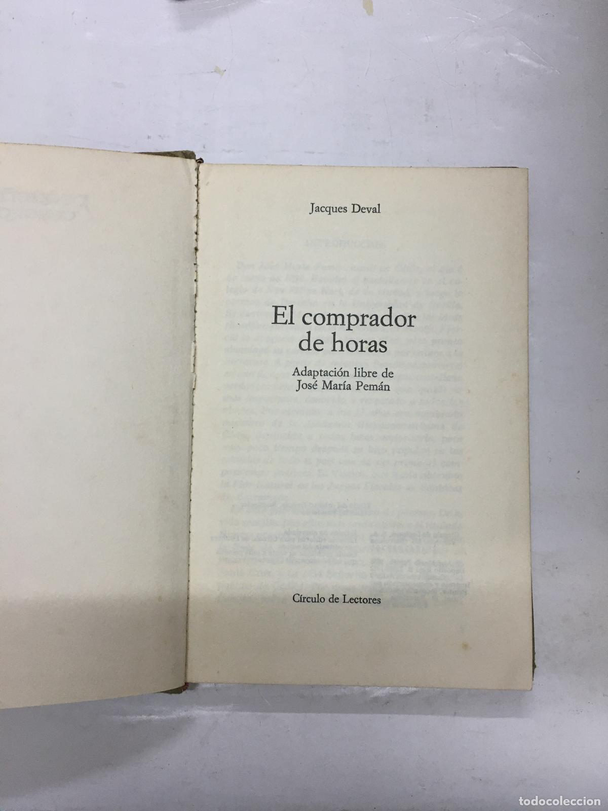 Libros: El Comprador de Horas - Jacques Deval (adaptaci&oacute;n libre de Jos&eacute; M. Pem&aacute;n) - Foto 1