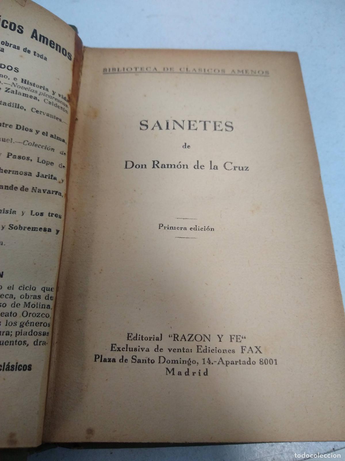 Libros: Sainetes. - Don Ramon de la Cruz - Foto 1