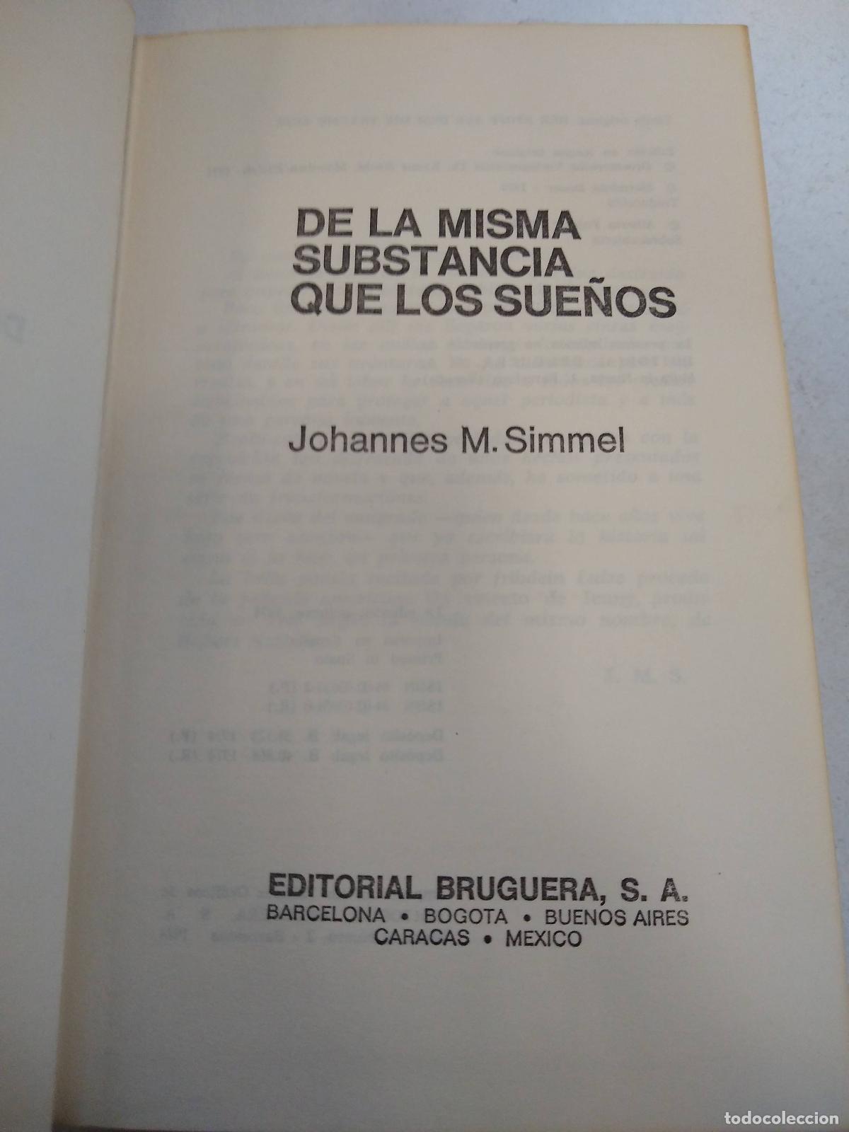 Libros: De la misma substancia que los sue&ntilde;os - SIMMEL, JOHANNES M. - Foto 1