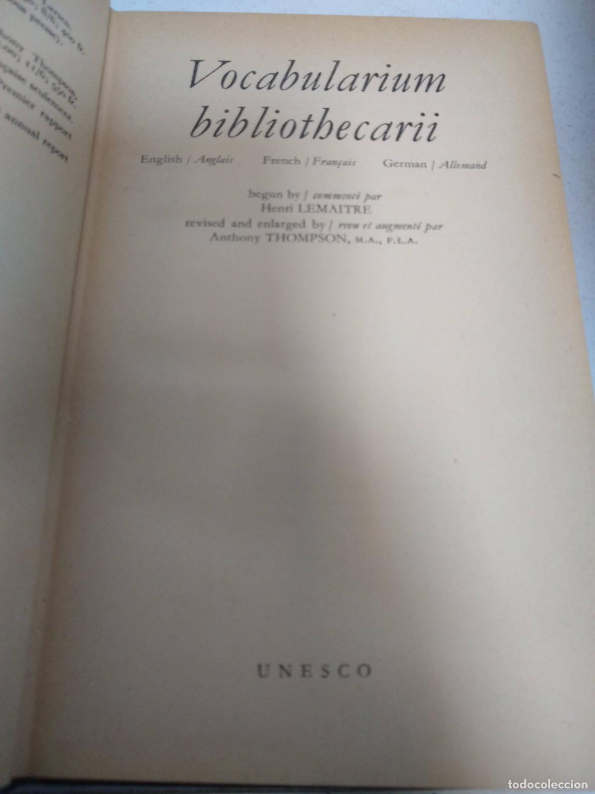 Libros: Vocabularium Bibliothecarii. - Thompson, Anthony - Foto 1