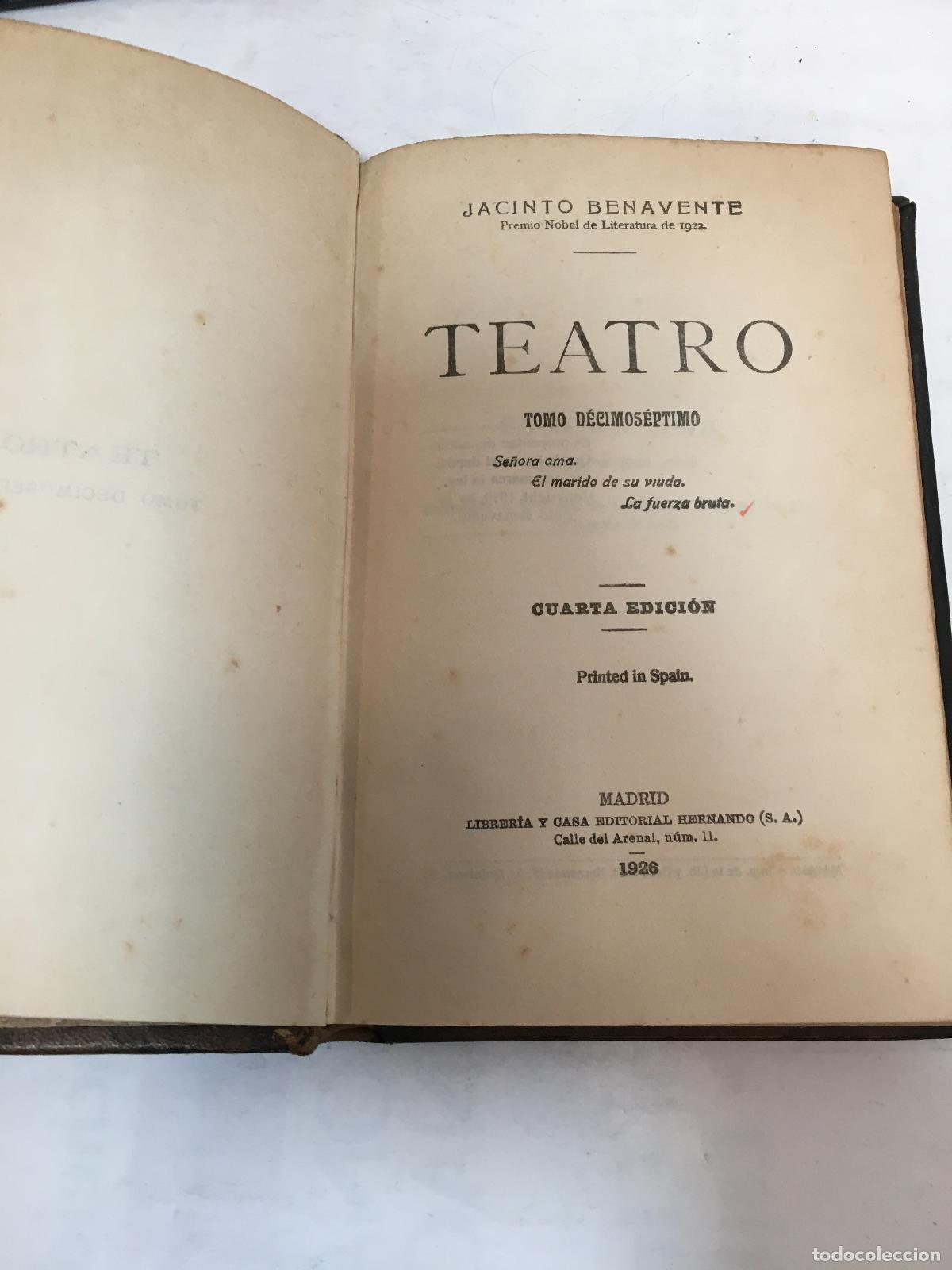 Libri di seconda mano: TEATRO. TOMO DECIMOSEPTIMO. Se&ntilde;ora ama. El marido de su viuda. La fuerza bruta - Benavente, Jacinto