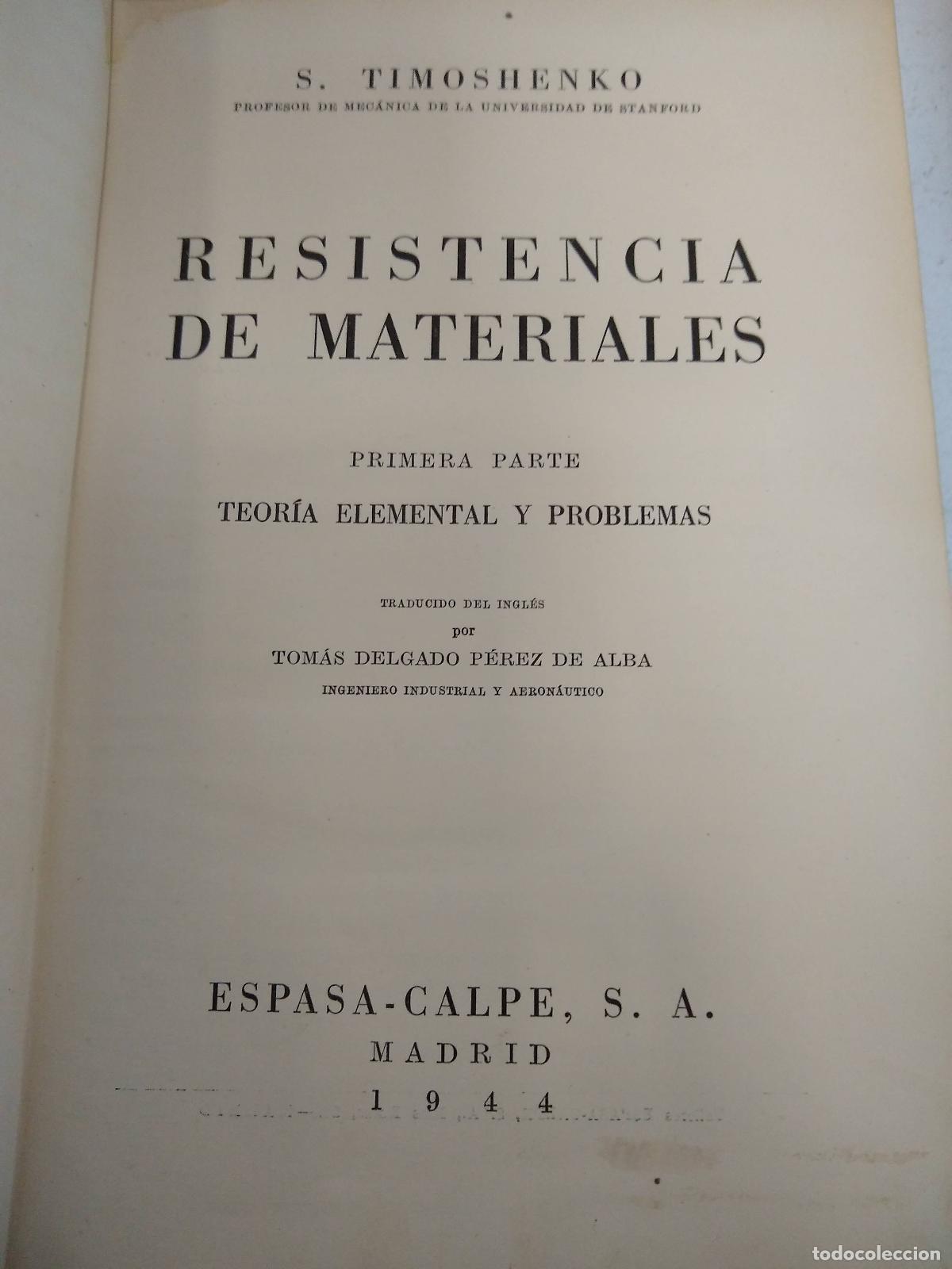 Libros: Resistencia de Materiales - S. Timoshenko - Foto 1