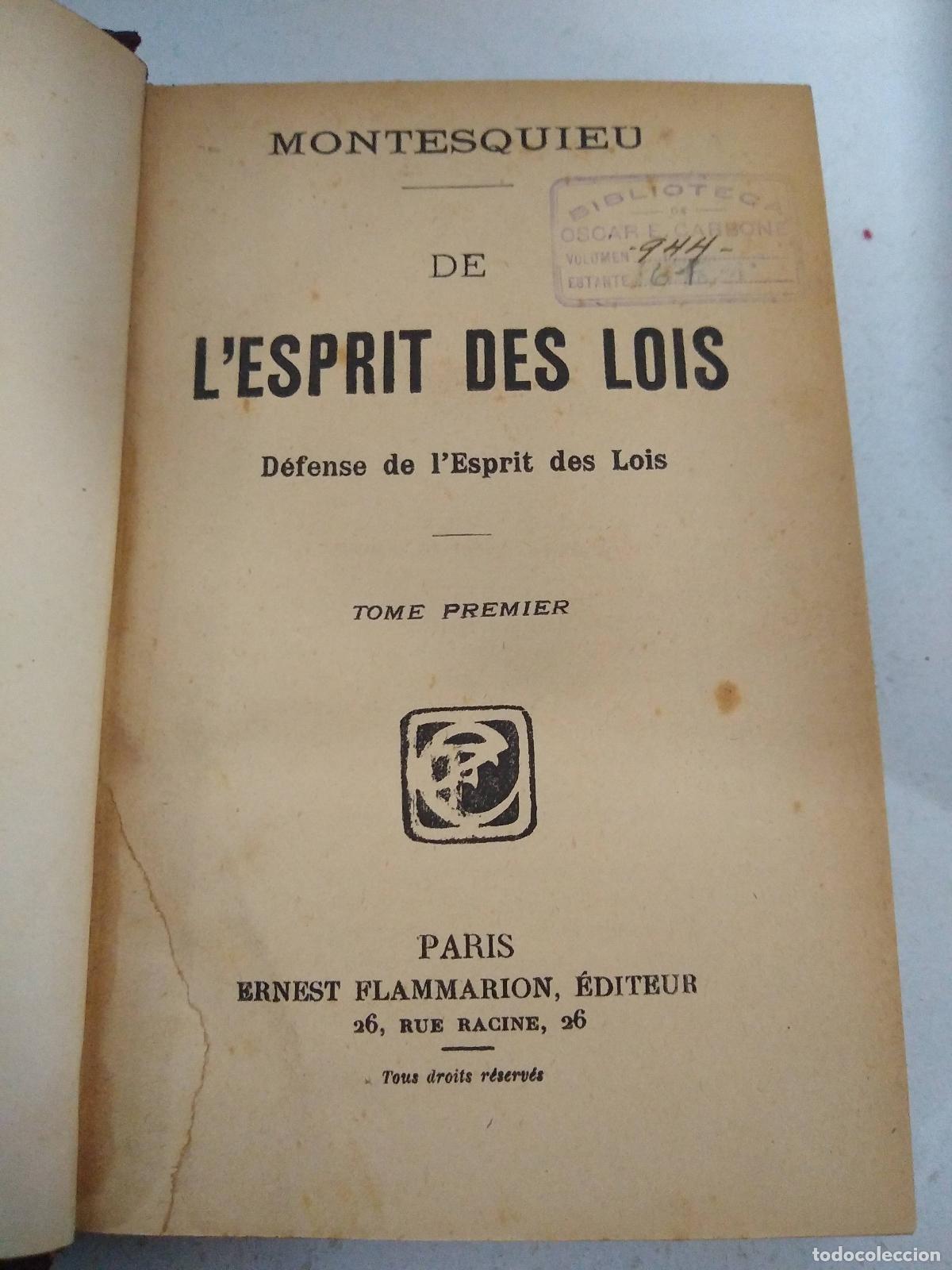 Libros: De lesprit des lois. Tome premier - MONTESQUIEU - Foto 1