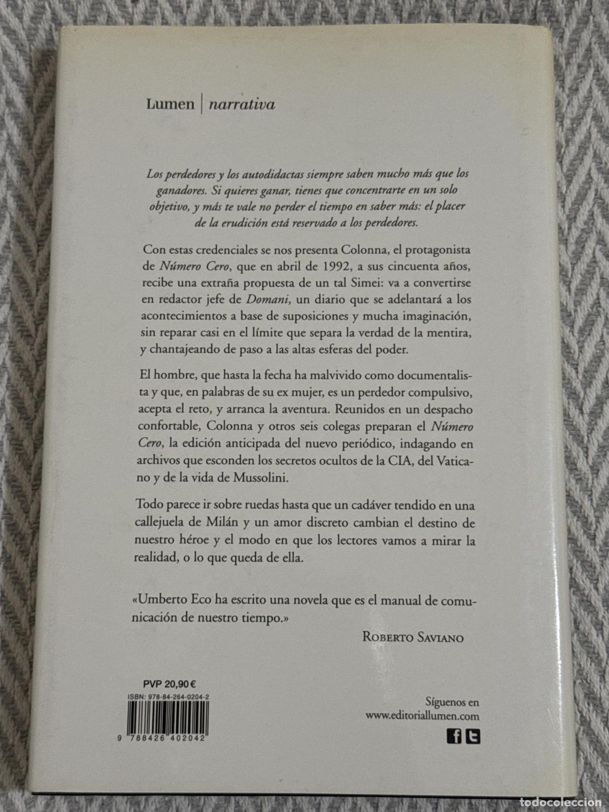 Libros: N&uacute;mero Cero - Eco, Umberto - Foto 2