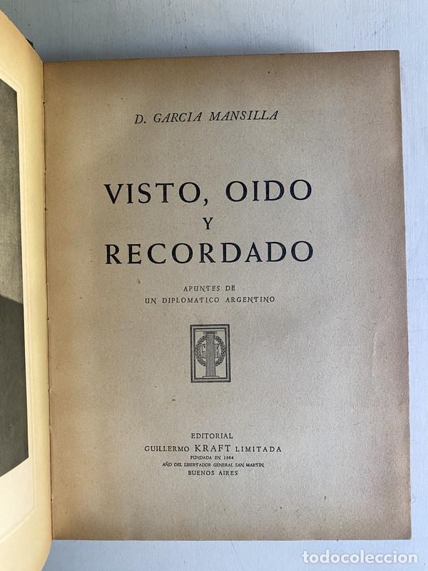 Libros: Visto oido y recordado - Garcia Mansilla D.