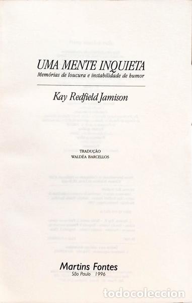 Libros: JAMISON. (Kay Redfield) - UMA MENTE INQUIETA. - Foto 2