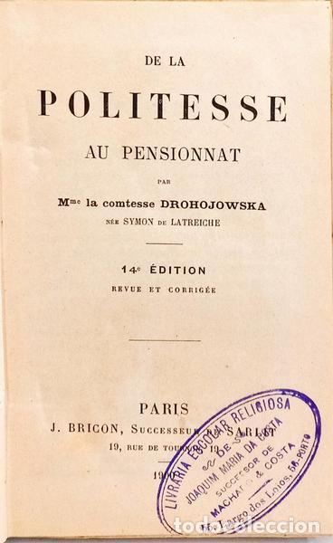Libros: DROHOJOWSKA. (Comtesse) - DE LA POLITESSE AU PENSIONNAT. - Foto 2