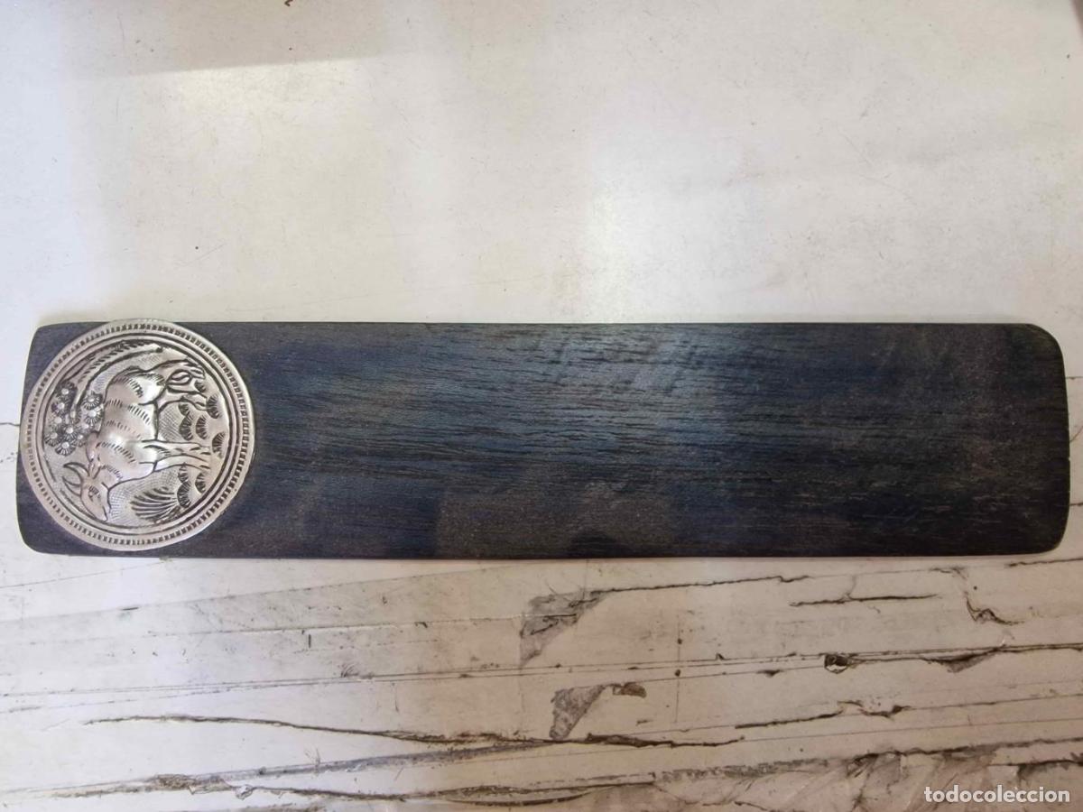 books: Punto de libro, marcador de madera con placa de alpaca