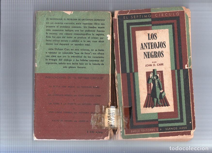 Libri di seconda mano: Coleccion El Septimo Circulo: Los anteojos negros (mal estado, para ser encuadernada) - John D. Carr
