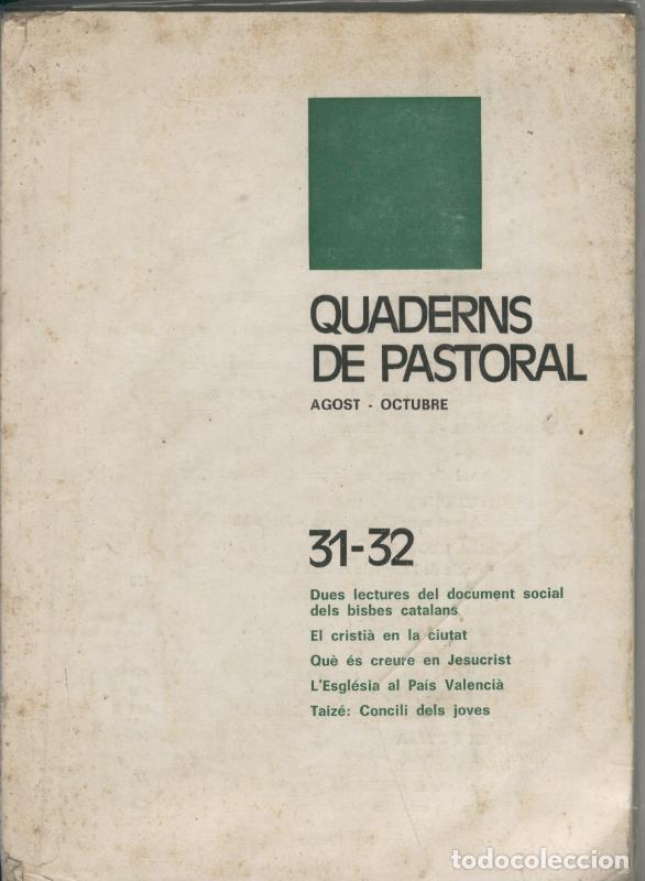 Libros: Quaderns de Pastoral numero 31/32 - Varios - Foto 1