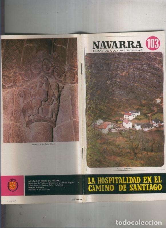 Libros: Navarra temas de cultura popular numero 103: La hospitalidad en el camino de Santiago - Jose Maria J