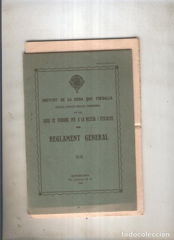 Libros: Institut de la dona que treballa. Reglament general - varios - Foto 1