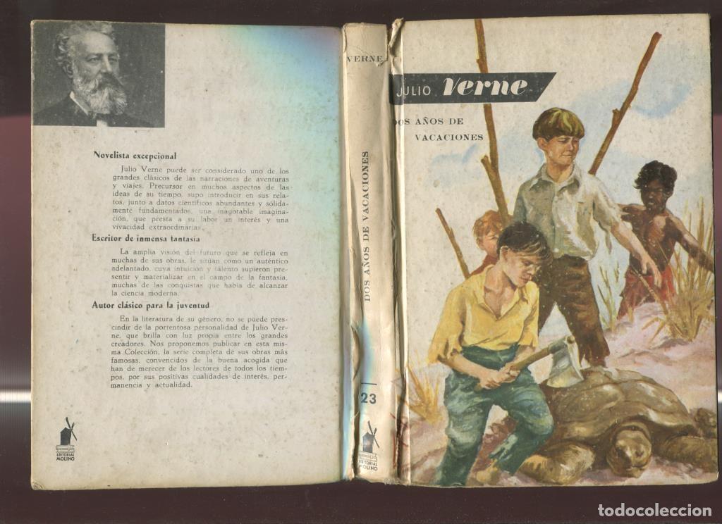 Libros: Dos a&ntilde;os de vacaciones (cubierta estropeada lado superior e inferior del lomo) - Julio Verne