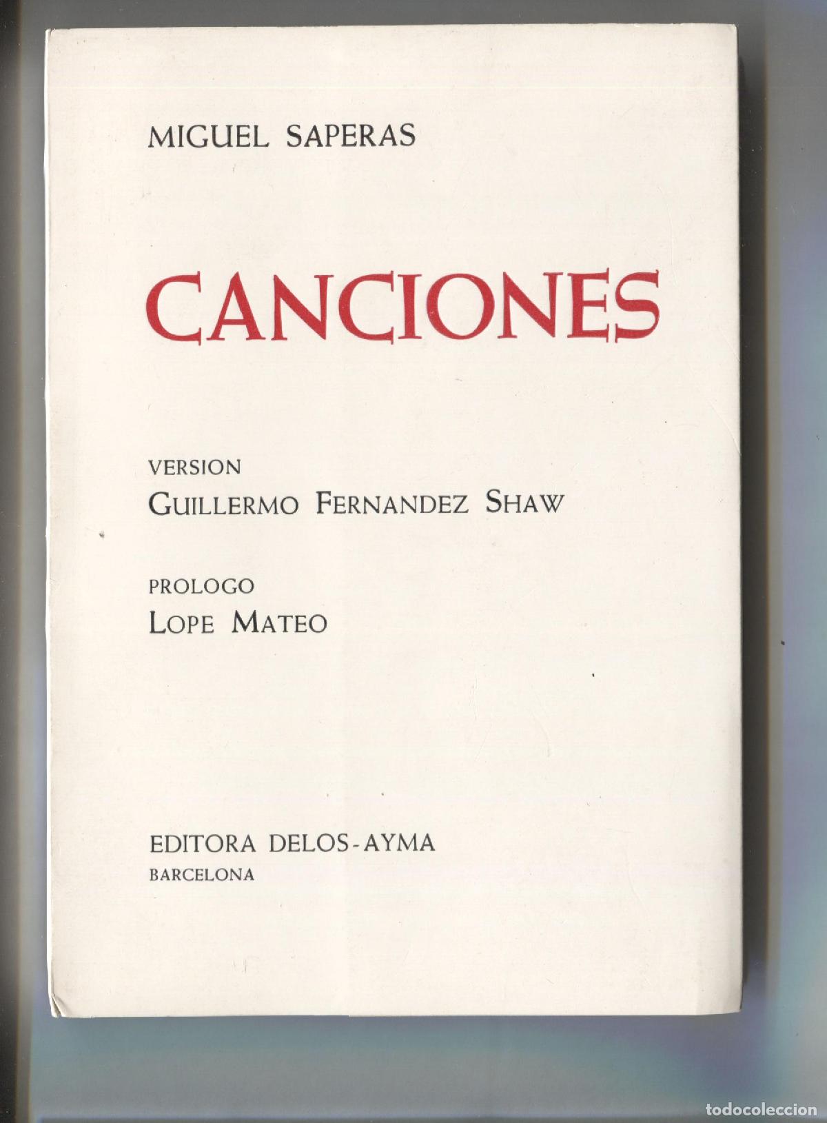 Libros: Canciones de Miguel Saperas - Miguel Saperas - Foto 1