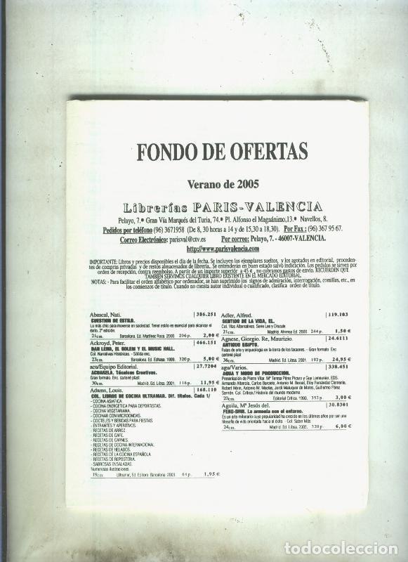 Libros: Catalogo de Libreria Paris Valencia verano 2005 - Varios - Foto 1