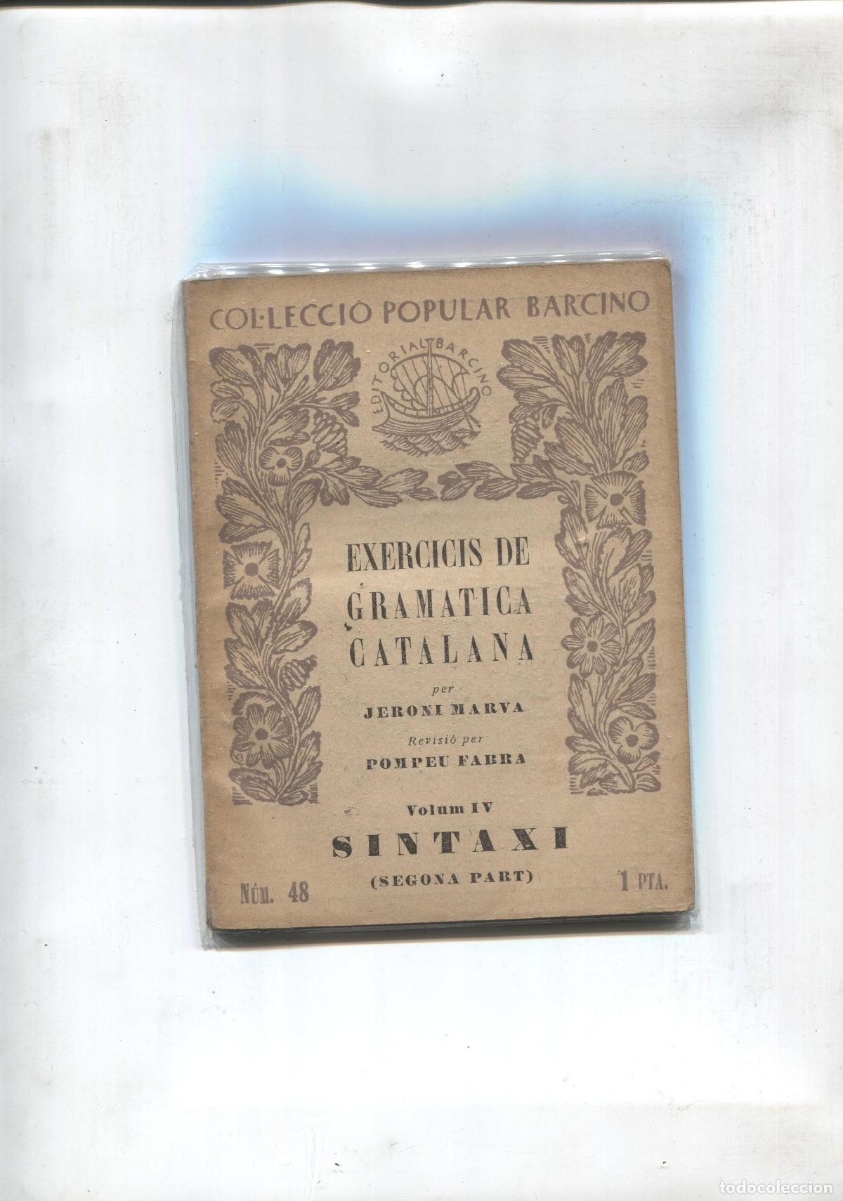 Libros: Popular Barcino numero 48: Exercicis de Gramatica Catalana - Jeroni Marva - Foto 1