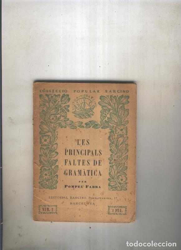 Libros: Les principals faltes de Gramatica - Pompeu Fabra - Foto 1