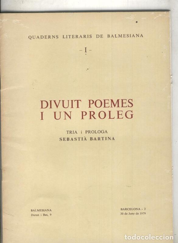 Libros: Divuit poemes i un proleg - Varios - Foto 1