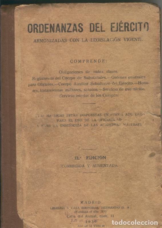 Libros: Ordenanzas del ejercito (edicion 1939) - Varios - Foto 1