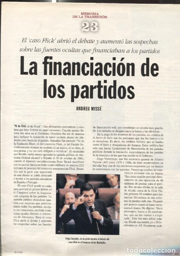 Libros: Memoria de la Transicion fasciculo 23: La financiacion de los partidos por Andreu Misse - varios
