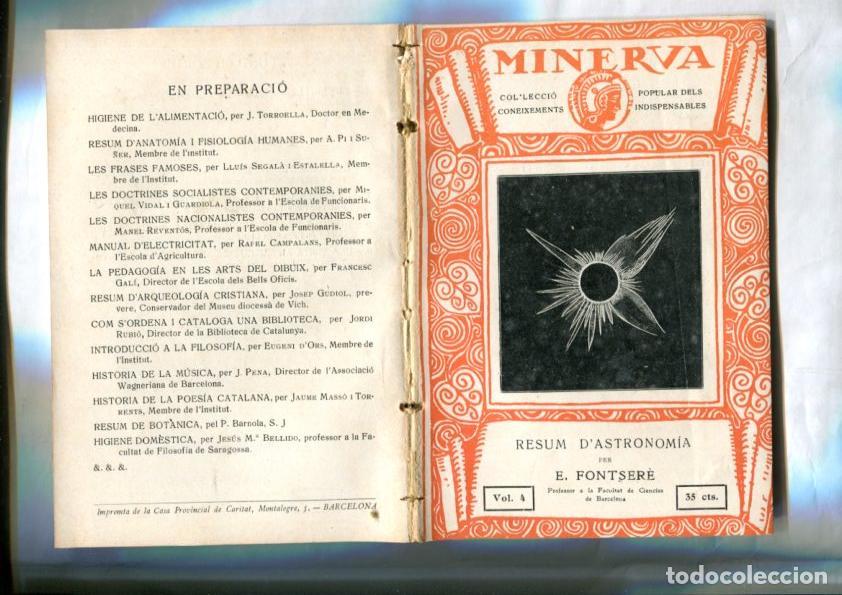 B&uuml;cher: Minerva numero 04: Resum d'Astronomia por E. Fontsere - E. Fontsere