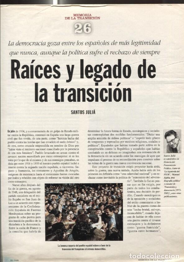 Libri di seconda mano: Memoria de la Transicion fasciculo 26: Raices y legado de la transicion por Santos Julia - varios