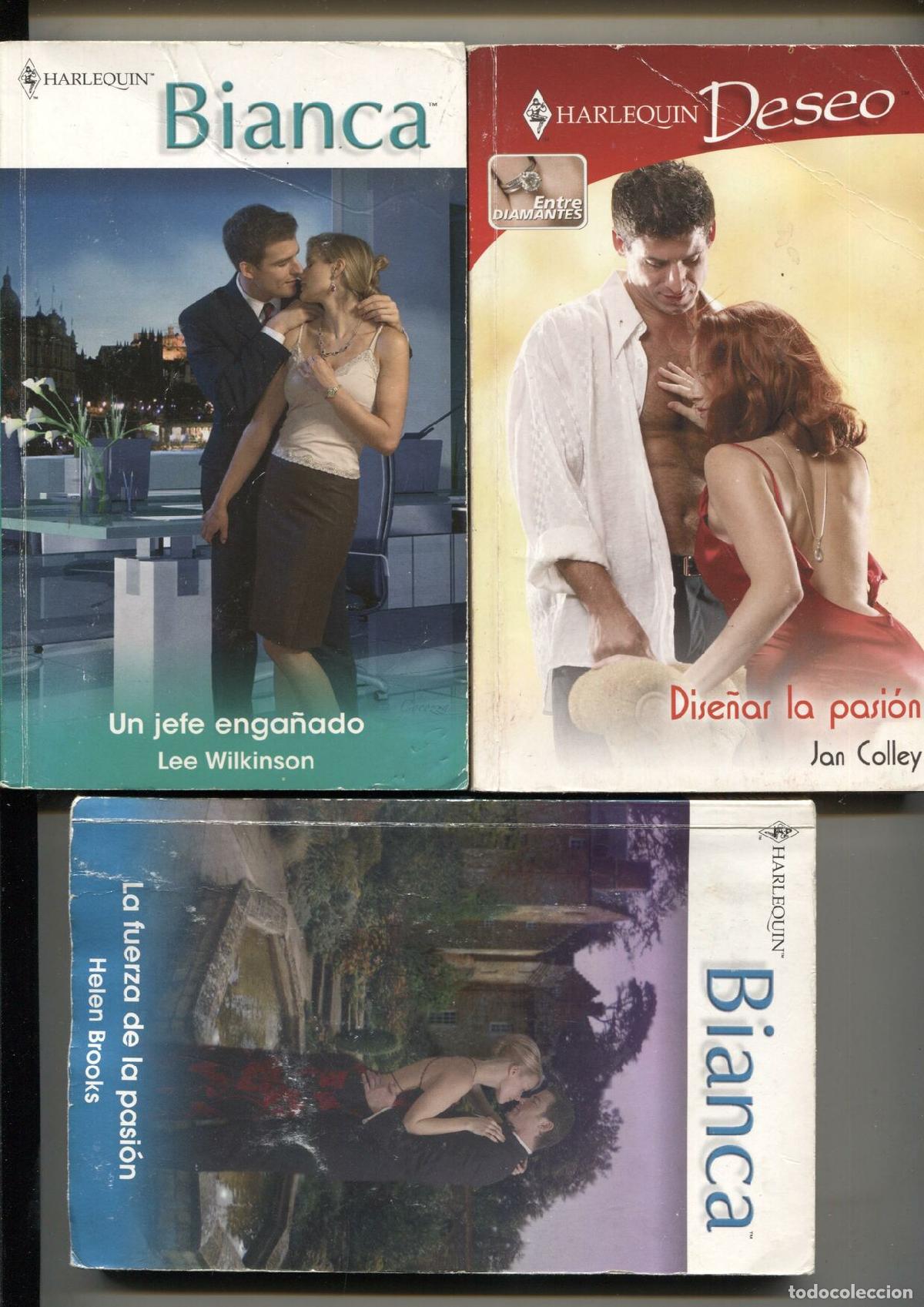 Libri di seconda mano: Lote numero 30: 3 novelas Romantica: La fuerza de la pasion, Un jefe enga&ntilde;ado, Dise&ntilde;ar la pasion