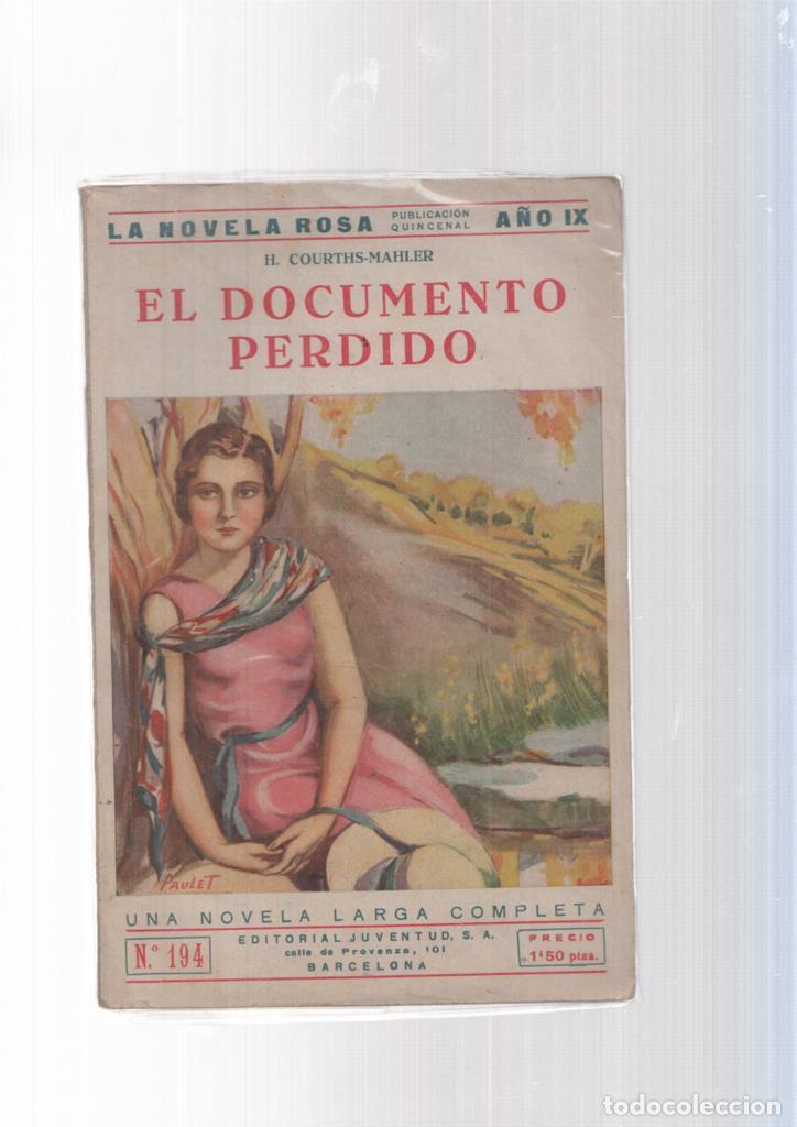 Libri di seconda mano: La novela Rosa numero 194: El documento perdido - H. Courths Mahler