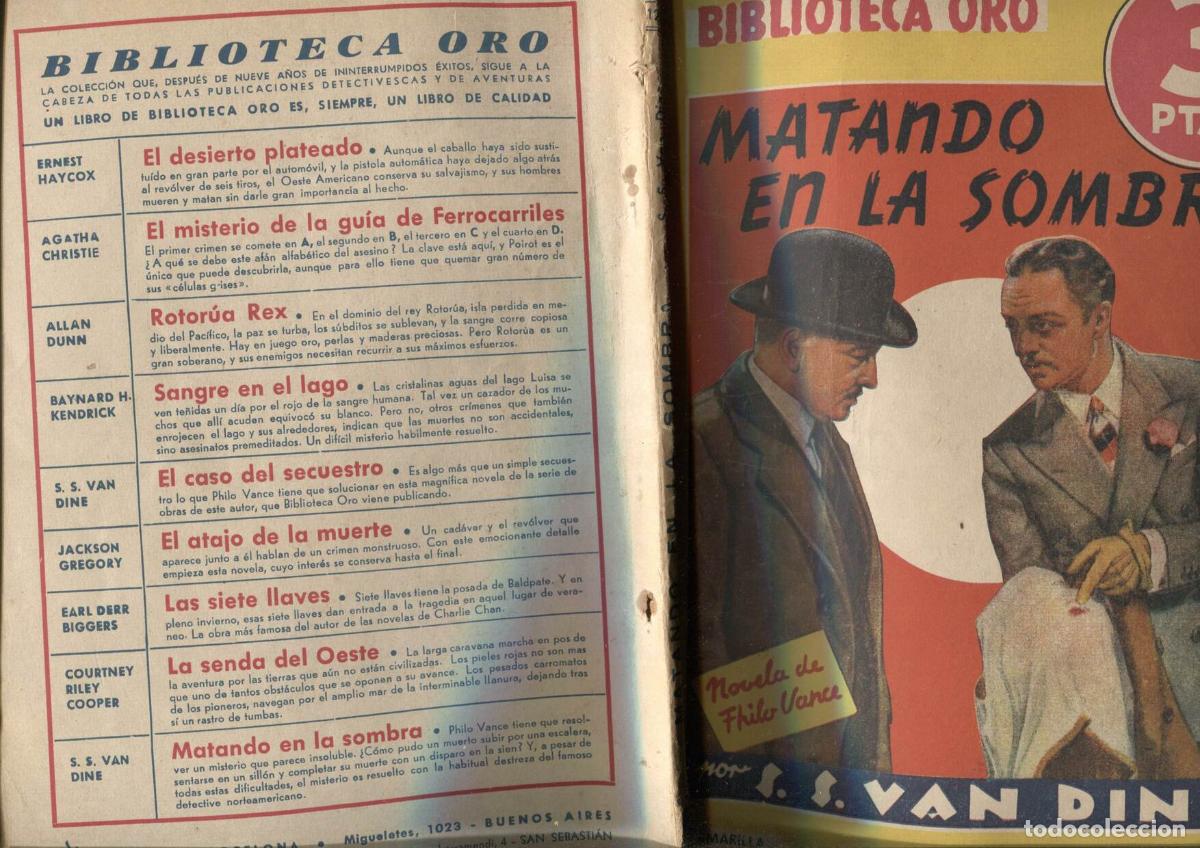 books: Biblioteca oro amarilla de 3 pts numero 124: Matando en la sombra (Fhilo Vance) - S.S.Van Dine