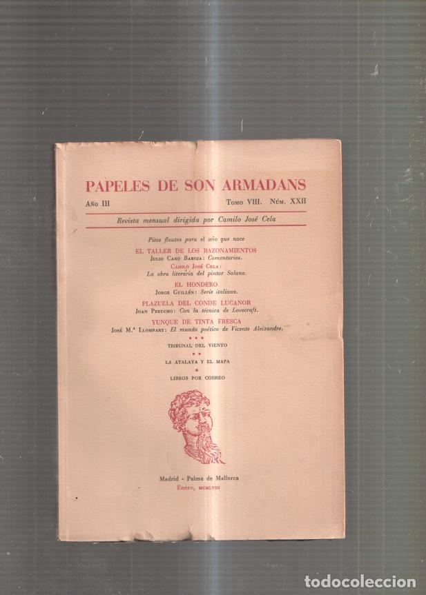 Libros: Papeles de Son Armadans Tomo 8 numero 22: El taller de los razonamientos - varios