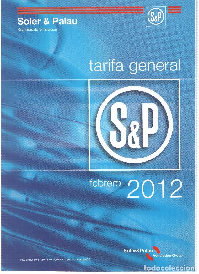 Libri di seconda mano: Catalogo: SyP SOLER Y PALAU, Sistemas de Ventilacion: Tarifa General 2012 - SOLER Y PALAU