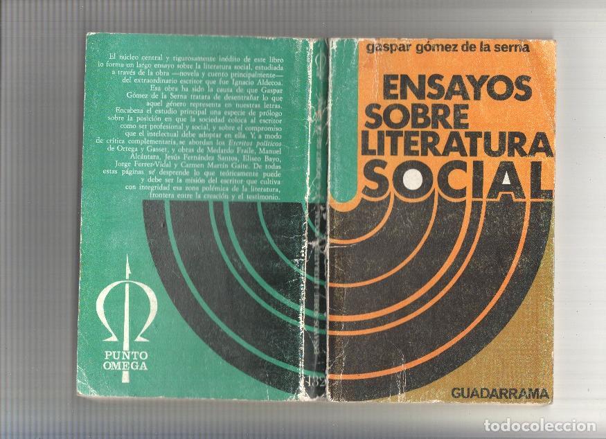 Libros: Coleccion Punto Omega numero 132: Ensayos sobre literatura social - Gaspar Gomez de la Serna