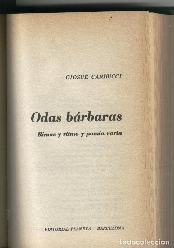 Libri di seconda mano: Premio Nobel: Odas barbaras: Rimas y ritmo y poesia varia - Giosue Carducci