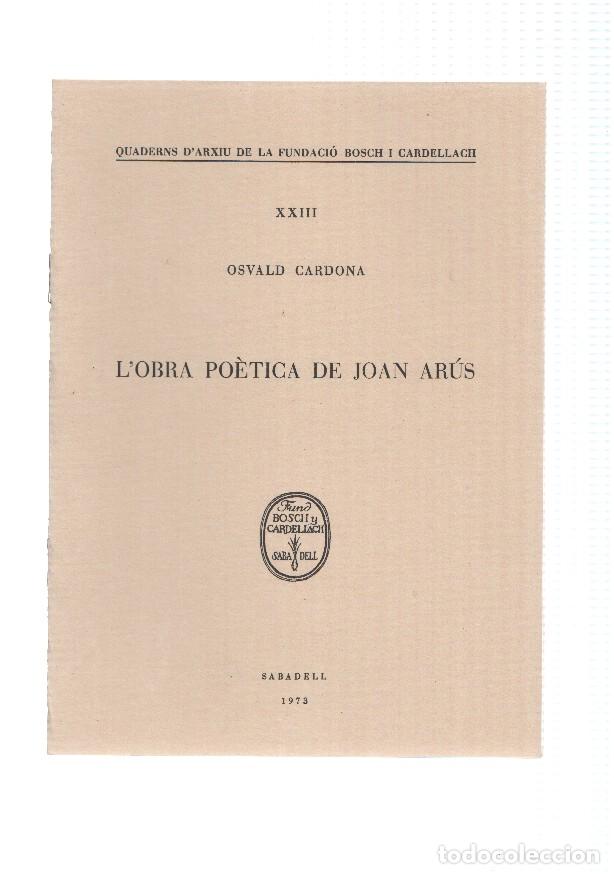 Libri di seconda mano: L,OBRA POETICA DE JOAN ARUS - Osvald Cardona - Osvald Cardona